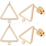 20Pcs Brass Triangle Stud Earring Findings, with Horizontal Loops & 20Pcs Friction Ear Nuts, Real 18K Gold Plated, 12.5x12x1mm, Hole: 1mm, Pin: 0.8mm(KK-BBC0007-19)