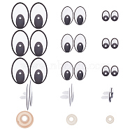 150 Sets 3 Styles Plastic Safety Eyes, with Gasket, for Crafts, Crochet Toy and Stuffed Animals, Oval, Black, 15.5~47x11.5~30.5x14.5~17mm, 50 sets/style(DIY-GO0001-09)