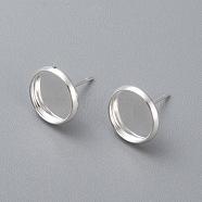304 Stainless Steel Stud Earring Settings, Flat Round, Silver, Tray: 6mm, 8mm, Pin: 0.8mm(STAS-K131-A-01S)