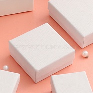 Cardboard Jewelry Set Boxes, for Ring, Earring, Necklace, with Sponge Inside, Square, White, 7.2x7.2x3.15cm(CBOX-TAC0001-02)