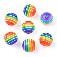 Transparent Stripe Resin Beads, Round, Colorful, 8mm, Hole: 1.8~2mm(RESI-S345-8mm-10A)