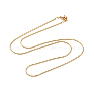 Brass Square Snake Chain Necklaces, with Lobster Claw Clasps, Real 18K Gold Plated, 17.7 inch(45cm)(MAK-L009-05G)