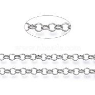 Brass Rolo Chains, Belcher Chains, Soldered, Long-Lasting Plated, with Spool, Cadmium Free & Nickel Free & Lead Free, Platinum, 4.5x1.2mm, about 150.91 Feet(46m)/roll(CHC-S008-002A-P)