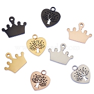 8Pcs 8 Style Vacuum Plating 304 Stainless Steel Charms, Laser Cut, Mixed Shapes, Mixed Color, 1pc/style(STAS-SZ0001-69)