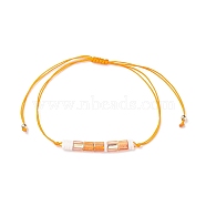 Glass Seed Link Bracelet, Morse Code Secret Message Lucky Gift for Women, Orange, Link: 33.5x4.5x2mm, Inner Diameter: 3-3/4 inch(9.4cm)(BJEW-JB08894-04)
