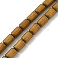 Electroplated Synthetic Non-magnetic Hematite Beads Strands, Frosted, Column, Golden Plated, 3.7~3.8x5.8~5.9mm, Hole: 0.8mm, about 65pcs/strand, 15.75''(40cm)(G-Z032-I02-10F)