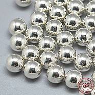 925 Sterling Silver Beads, No Hole/Undrilled, Round, Silver, 4mm(STER-T002-232S-4mm)
