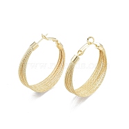Brass Multi-sting Wrapped Hoop Earrings for Women, Real 18K Gold Plated, 42x40.5x11.5mm, Pin: 0.9mm(EJEW-P205-12G)