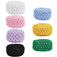 7 Bundles 7 Colors  Elastic Crochet Headband Ribbon, for Hair Bow Accessories, Gift Wrapping, Mixed Color, 40~45x2mm, about 2m/bundle, 1 bundle/color(WCOR-GF0001-01)