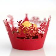 Cupcake Wrappers, Laser Cut Paper Liners Holders, for Christmas Party Wedding Birthday Decoration, Red, 80x50mm(BAKE-PW0007-091E)