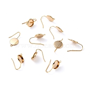 304 Stainless Steel Earring Hooks, with Vertical Loop, Flat Round, Real 18K Gold Plated, 23x12x2mm, Hole: 1.5mm, Tray: 10mm, 20 Gauge, Pin: 0.8mm(STAS-F271-01B-G)
