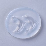 Food Grade Silicone Molds, Resin Casting Molds, For UV Resin, Epoxy Resin Jewelry Making, Dolphin, White, 75x66x10mm, Dolphin: 40x23mm(DIY-L026-011)