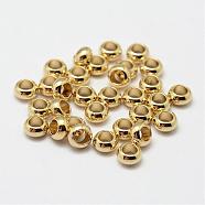 Brass Beads, Rondelle, Nickel Free, Raw(Unplated), 4x4mm, Hole: 1.5mm(KK-P095-05-A)