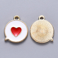 Alloy Enamel Pendants, Flat Message Box with Heart, Light Gold, White, 17x14x1.5mm, Hole: 1.6mm(ENAM-S121-120A)