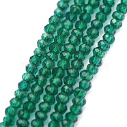Electroplate Glass Beads Strands, Pearl Luster Plated, Faceted, Abacus, Sea Green, 2x1.5~1.6mm, Hole: 0.8mm, about 235pcs/Strand, 14.17 inch(36cm)(GLAA-F079-A-06)