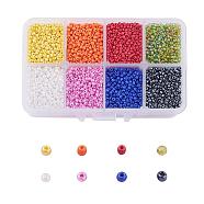 12/0 Glass Seed Beads, Ceylon Round  Loose Spacer Beads, 2mm, Mixed Color, 2mm, Hole: 1mm, about 12500pcs/box(SEED-X0050-2mm-07)
