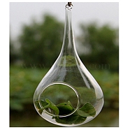 Hollow Glass Ball for Decoration, Glass Candle Cups Holder, Teardrop, Clear, 60mm(PW-WG116EB-03)