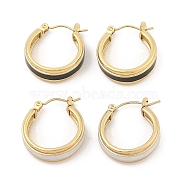 PVD Vacuum Plating Golden 304 Stainless Steel Hoop Earrings for Women, with Enamel, Mixed Color, 22x8x21mm(EJEW-Z068-19G)