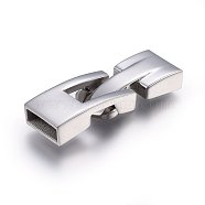 304 Stainless Steel Snap Lock Clasps, Stainless Steel Color, 33x12x5mm, Hole: 3x10mm(STAS-E440-68P)