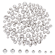 304 Stainless Steel Spacer Beads, Round, Stainless Steel Color, 3~6x2~5mm, Hole: 1~2.5mm, 400pcs/box(STAS-UN0004-96P)