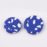 Handmade Polymer Clay Beads, Flat Round, Royal Blue, 18.5~21x5~6.5mm, Hole: 1~2mm(CLAY-N001-03F)