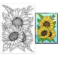 PVC Plastic Stamps, for DIY Scrapbooking, Photo Album Decorative, Cards Making, Stamp Sheets, Sunflower Pattern, 16x11x0.3cm(DIY-WH0167-56-1157)