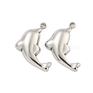 Non-Tarnish 304 Stainless Steel Charms, Dolphin Charms, Stainless Steel Color, 14x9x3mm, Hole: 1.2mm(STAS-L080-004P)