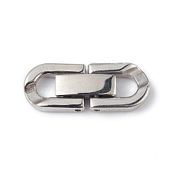 Non-Tarnish 304 Stainless Steel Fold Over Clasps, Oval, Stainless Steel Color, 20x8x3mm, Hole: 4x4mm(STAS-G307-11C-P)