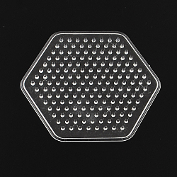 Hexagon ABC Plastic Pegboards Used for 5x5mm DIY Fuse Beads, Clear, 74x83x5mm(DIY-YW0008-17)