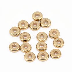 Brass Spacer Beads, Flat Round, Nickel Free, Raw(Unplated), 6x2mm, Hole: 2mm(KK-F713-08C)