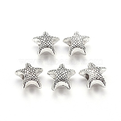 Tibetan Style Alloy European Beads, Large Hole Beads, Cadmium Free & Lead Free, Starfish, Antique Silver, 13x12.5x7mm, Hole: 5mm, about 550pcs/1000g(TIBE-N006-105AS-LF)