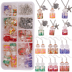 SUNNYCLUE DIY Jewelry Set Making, Glass/Alloy Pendants, Brass Earring Hooks and 304 Stainless Steel Chain Necklace, Mixed Color, Boxes: 13.5x7x3cm(DIY-SC0006-31)