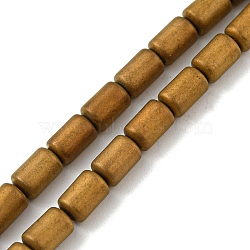 Electroplated Synthetic Non-magnetic Hematite Beads Strands, Frosted, Column, Golden Plated, 3.7~3.8x5.8~5.9mm, Hole: 0.8mm, about 65pcs/strand, 15.75''(40cm)(G-Z032-I02-10F)