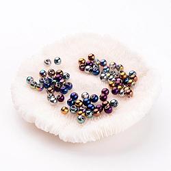 Carnival Celebrations, Mardi Gras Beads, Electroplate Glass Round Beads, Mixed Color, 4mm, Hole: 1mm(X-EGLA-R047-4mm-M)