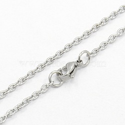 304 Stainless Steel Cable Chain Necklaces, with Lobster Claw Clasps, Stainless Steel Color, 17.32 inch~17.52 inch(44~44.5cm)(X-STAS-O037-120P)