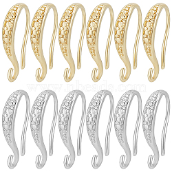 20Pcs 2 Colors Brass Earring Hooks, Ear Wire, with Horizontal Loop, Long-Lasting Plated, Real Gold Plated & Real Platinum Plated, 15x9x2mm, Hole: 1mm, Pin: 0.8mm, 10Pcs/color(KK-BBC0011-22)