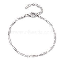 304 Stainless Steel Rectangle Link Chain Bracelets for Women Men, Stainless Steel Color, 7-1/8~7-1/4 inch(18.2~18.3cm)(BJEW-JB10272-01)