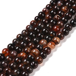 Natural Agate Beads Strands, Round, Dyed & Heated, Chocolate, 6mm, Hole: 1mm, about 64pcs/strand, 14.5 inch(X-G-D845-02-6mm)