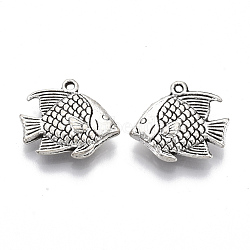 Tibetan Style Alloy Pendants, Cadmium Free & Lead Free, Tropical Fish, Antique Silver, 16x18x4mm, Hole: 1.2mm(X-TIBE-S320-001AS-LF)