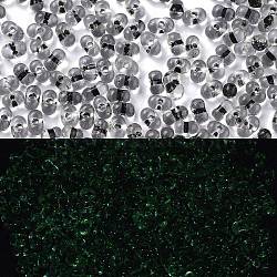 Luminous Glass Seed Beads, Glow in the Dark, Peanut, Black, 2.5x4x2mm, Hole: 0.8mm, about 11250pcs/pound(SEED-A033-07B)