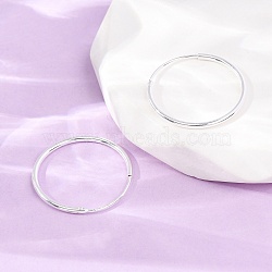 925 Sterling Silver Huggie Hoop Earrings, Ring, Silver, 20x1.2mm, Pin: 0.6mm(EJEW-C179-05B-S)