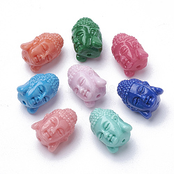 Synthetic Coral Beads, Dyed, Buddha, Mixed Color, 15~16x12x12mm, Hole: 1.5mm(X-CORA-Q033-08)