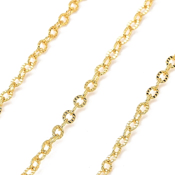 Brass Cable Chains, Soldered, with Card Paper, Real 18K Gold Plated, 3.5x3x0.5mm, about 3.28 Feet(1m)/pc