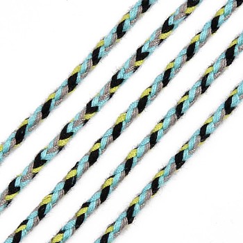 Polyester Braided Cords, Medium Turquoise, 2mm, about 100yard/bundle(91.44m/bundle)