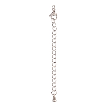 Stainless Steel Chain Extender, with Lobster Claw Clasps & Curb Chains, Stainless Steel Color, 50x3mm
