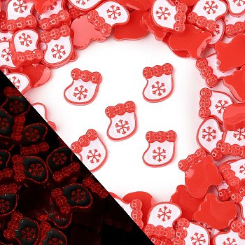 Christmas Theme Luminous Resin Cabochons, Glow in the Dark, Snowflake, 8.5x7x3mm