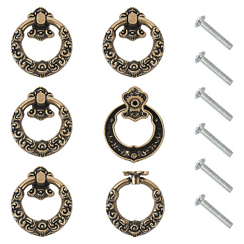 Zinc Alloy Drawer Hanger Handle, with Iron Screw, Cabinet Hardware Supplies, Antique Bronze, 56x44x10mm, Hole: 3.5mm