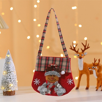 Cloth Candy Bags, Christmas Cartoon Candy Gift Bags for Christmas Gift Packaging, Deer, 34~35cm, Bag:15.3~15.5x18.5~19x0.4cm