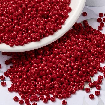MIYUKI Round Rocailles Beads, Japanese Seed Beads, (RR408) Opaque Red, 8/0, 3mm, Hole: 1mm about 422~455pcs/bottle, 10g/bottle