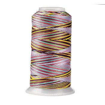 Segment Dyed Round Polyester Sewing Thread, for Hand & Machine Sewing, Tassel Embroidery, Colorful, 3-Ply 0.2mm, about 1000m/roll